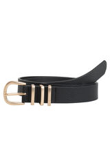 Springfield Faux leather belt with oval metal buckle. Embossed surface, 3 cm width.  black