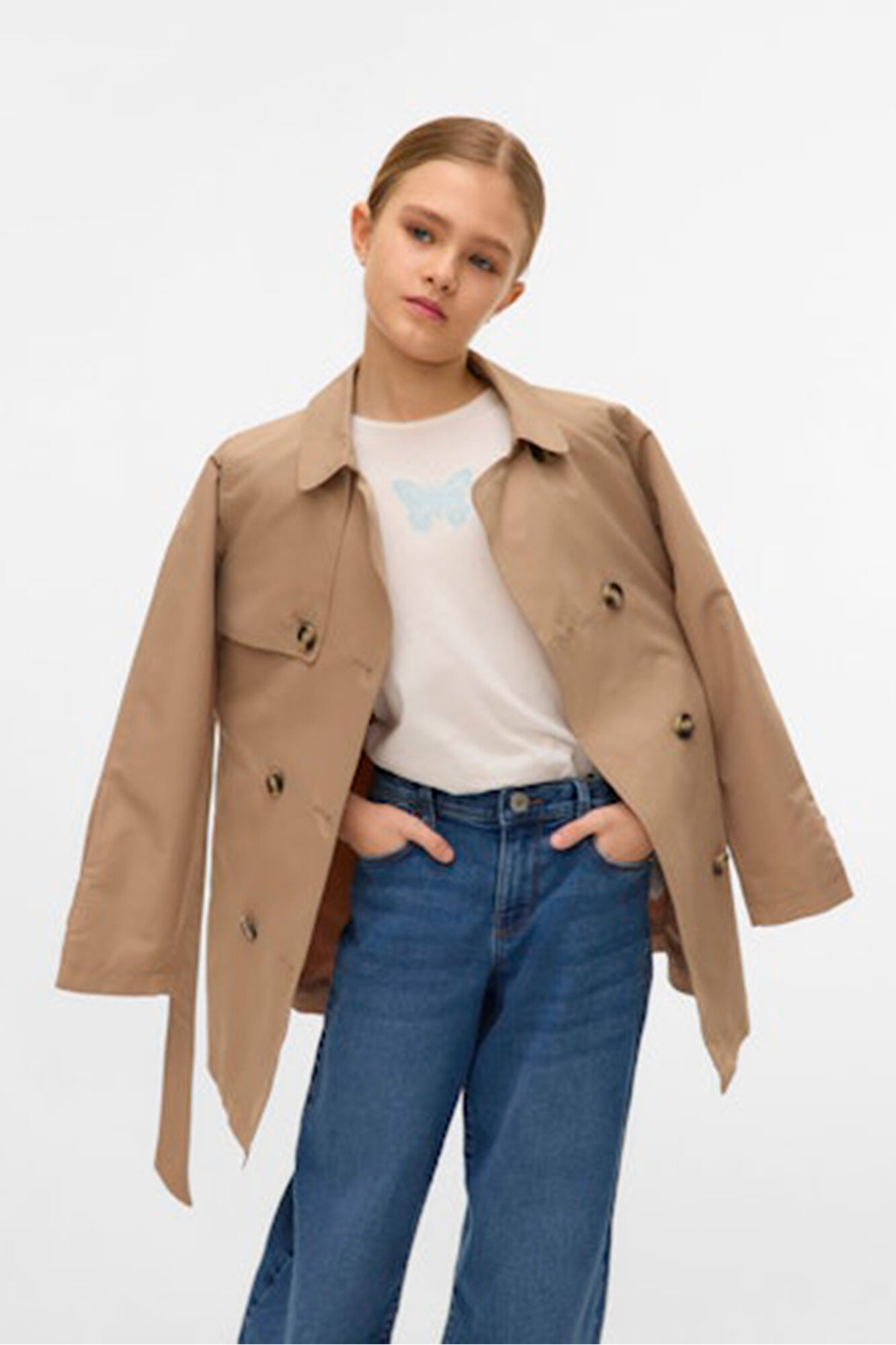Vero Moda Girl Gabardina con cintur&oacute;n