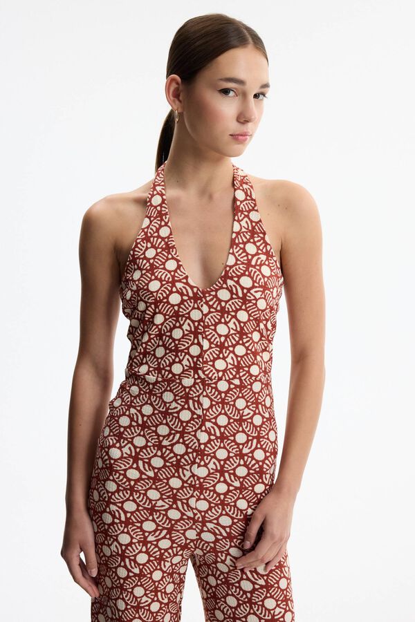 Inside Halterneck long jumpsuit printed