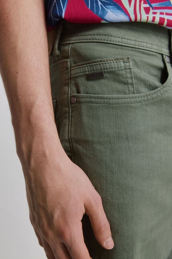 Springfield Washed 5-pocket slim fit Bermuda shorts green