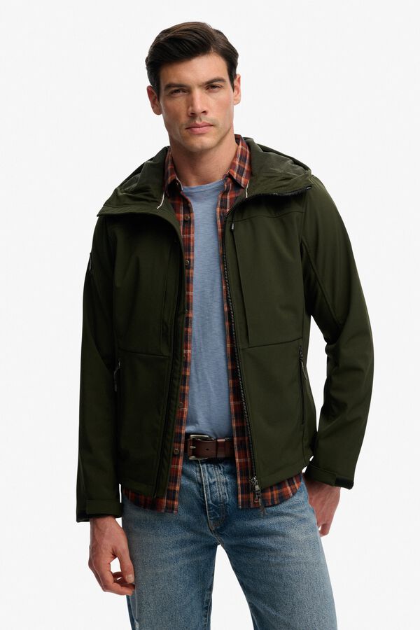 Superdry Softshell hooded men's jacket beige