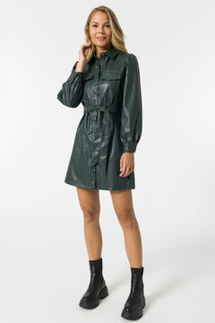 Springfield Faux leather dress with belt oil