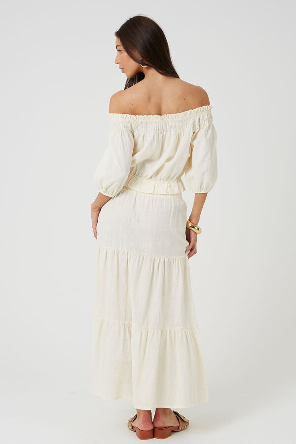 Brave Soul Long tie-waist skirt beige