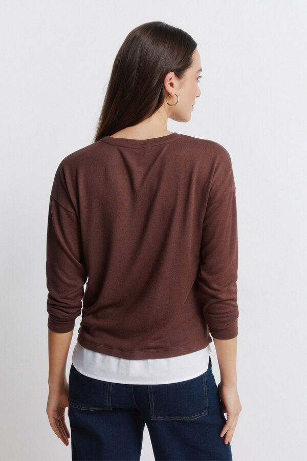 Springfield T-shirt combinada com botões laterais cru