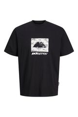 Jack & Jones T-shirt regular fit em algod&atilde;o preto