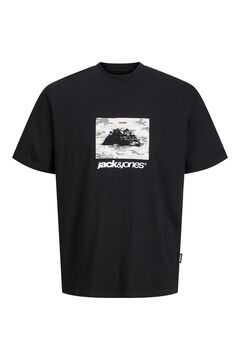 Jack & Jones T-shirt regular fit em algod&atilde;o preto