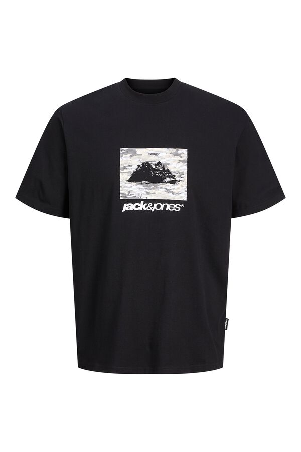 Jack & Jones T-shirt regular fit em algod&atilde;o preto