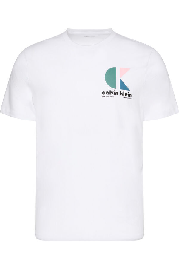Calvin Klein short sleeve t-shirt with Bauhaus logo.  white
