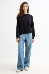 Inside Round Neck Sweatshirt fekete