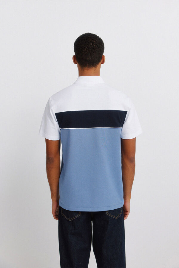 Springfield Polo en piqu&eacute; color block slim fit bleu