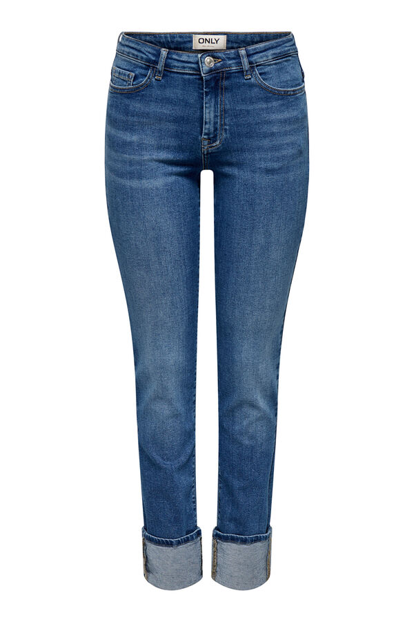 Only Jeans slim bajo vuelto azul