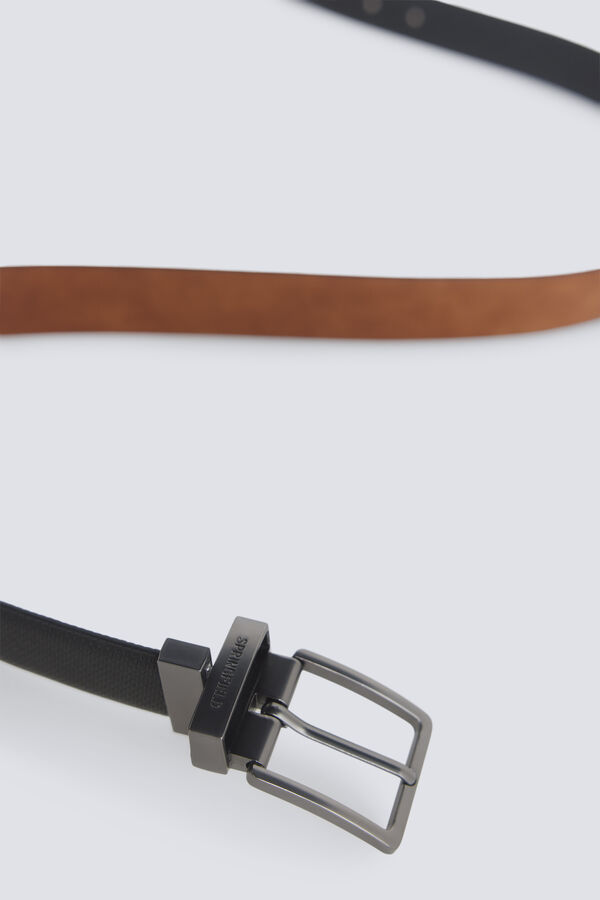 Springfield Ceinture r&eacute;versible micro-perfor&eacute;e noir