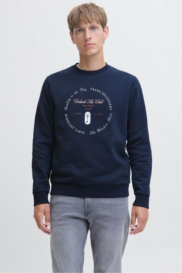 JJ REBEL Front print sweatshirt bleu