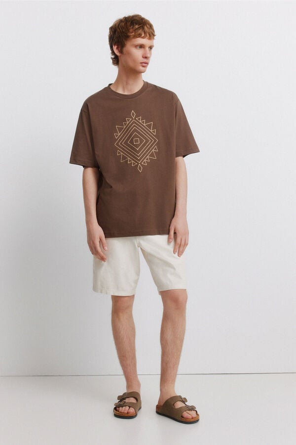 Springfield Embroidered ethnic T-shirt nude