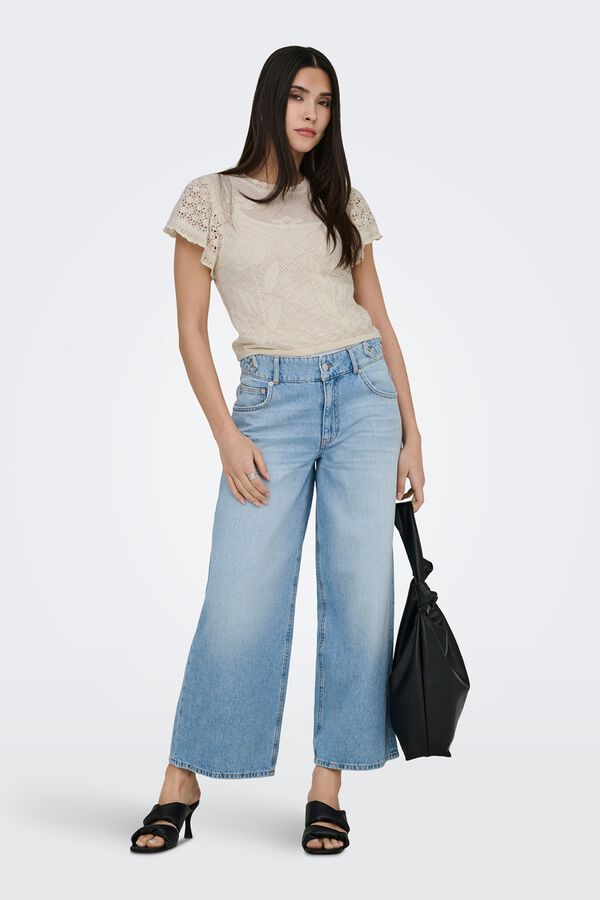Only Knit structure top beige