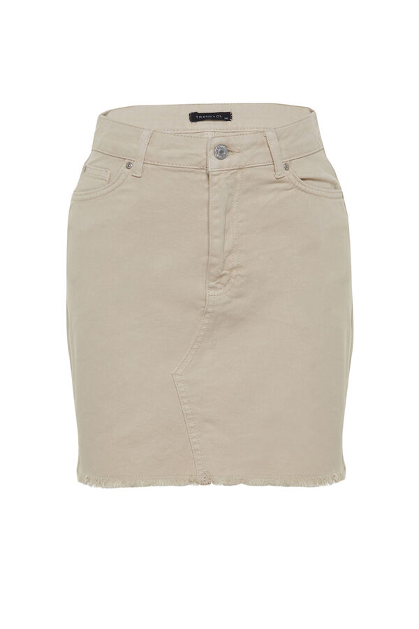 Trendyol Minifalda vaquera estilo l&aacute;piz marfil