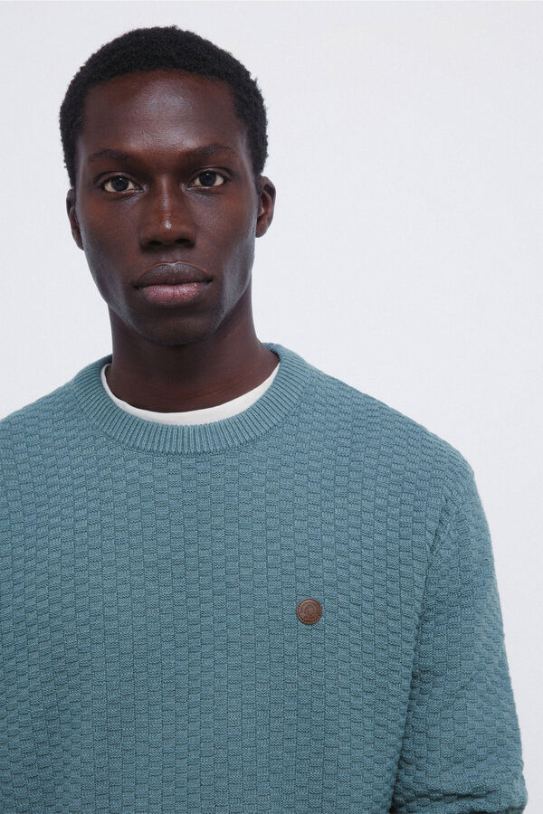 Springfield Structured round neck jumper blue