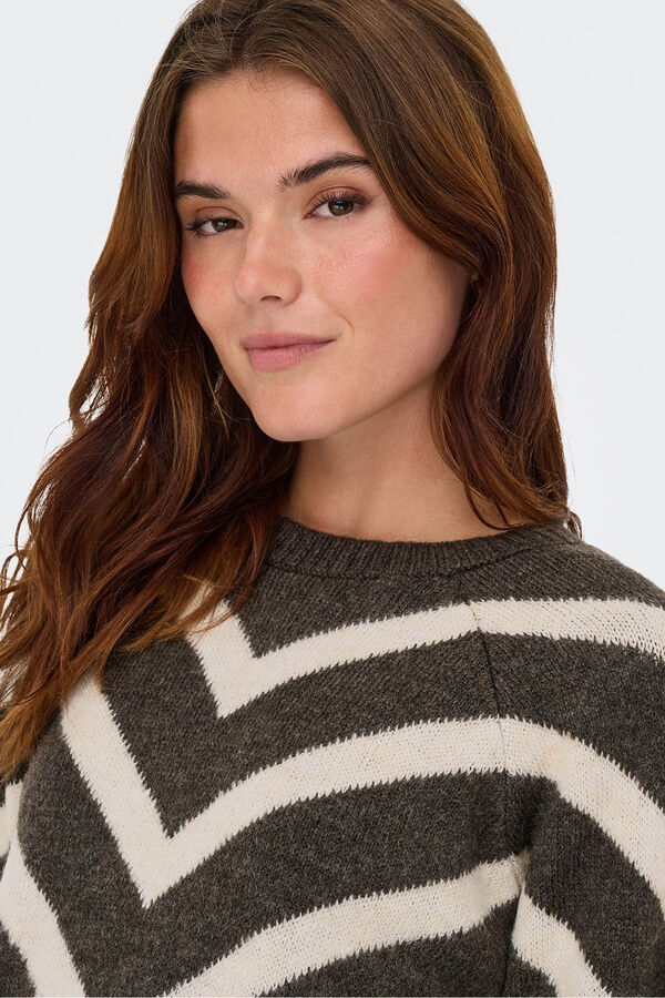 Only Camisola com estampado geométrica castanho