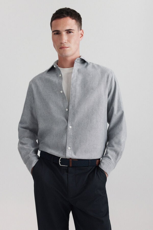 Springfield Chemise oxford en tencel gris