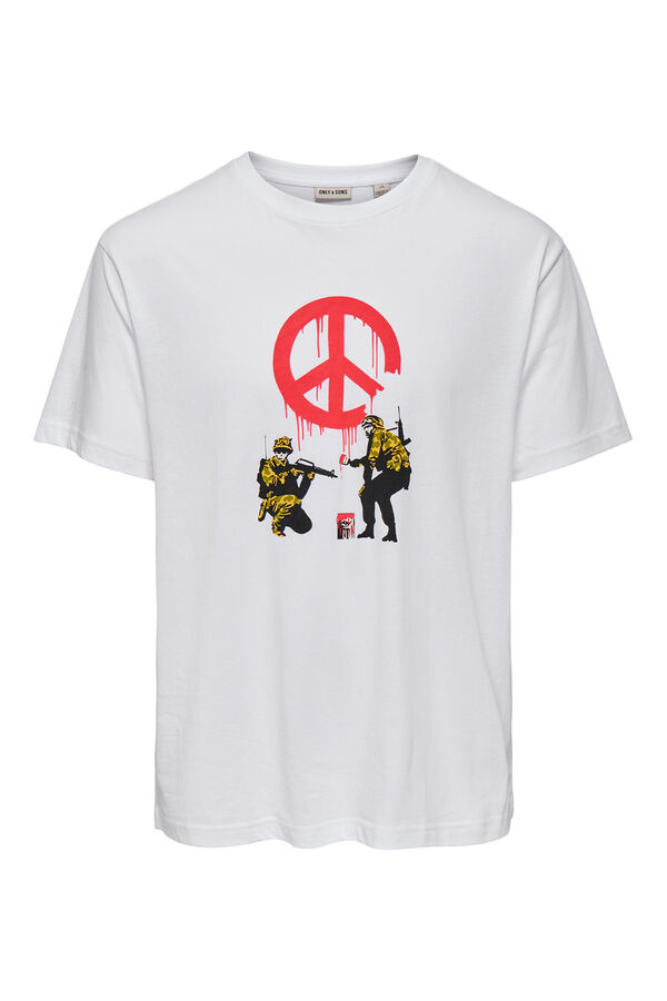 Only & Sons Camiseta manga corta Banksy blanco
