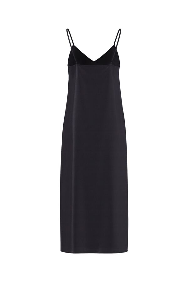 Pieces Satin-finish long strap dress black