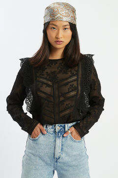 Springfield Embroidered blouse schwarz