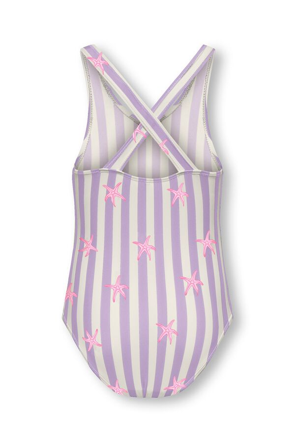 Only Girls Striped starfish print swimwear brown