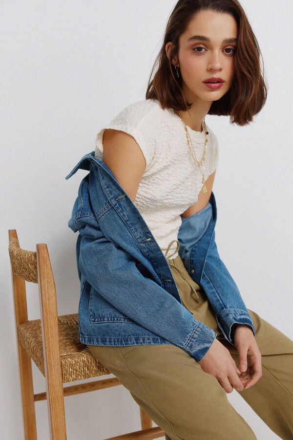 Springfield Textured long sleeve T-shirt brown