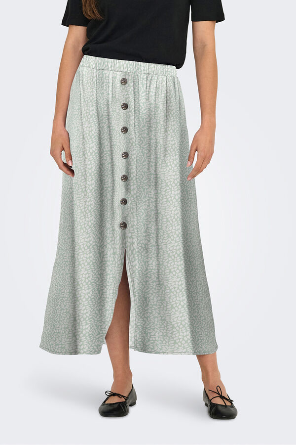 Only Midi button-front skirt green