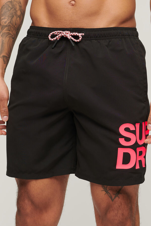 Springfield Fato de banho Sportswear de 43,2 cm com logo em material reciclado preto