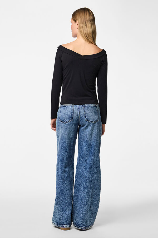 Pieces Langarmshirt Schwarz