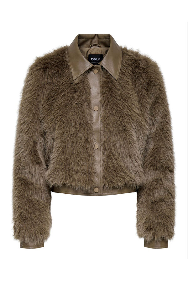 Only Short faux fur jacket Braon