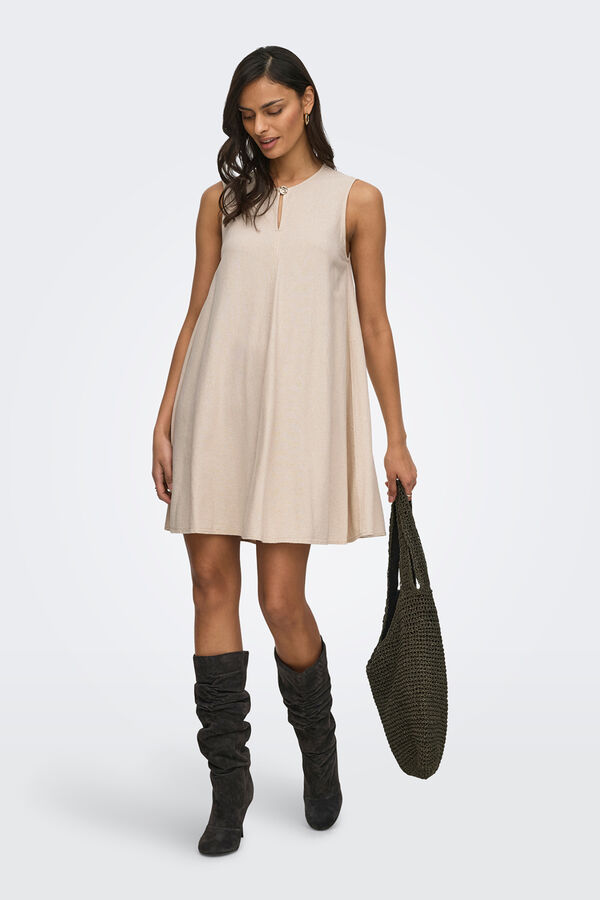 JDY Vestido corto lino gris
