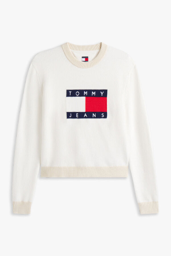 Tommy Jeans Women's round neck sweater white