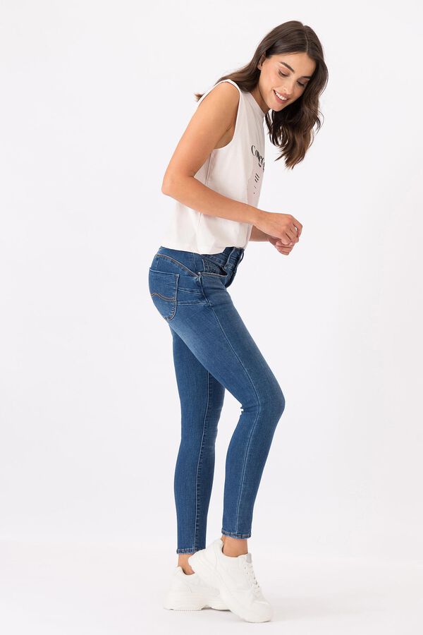 Springfield Jeans Double-up Skinny Efecto Lavado azul medio