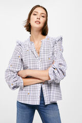 Springfield Checked blouse with ruffles navy mix