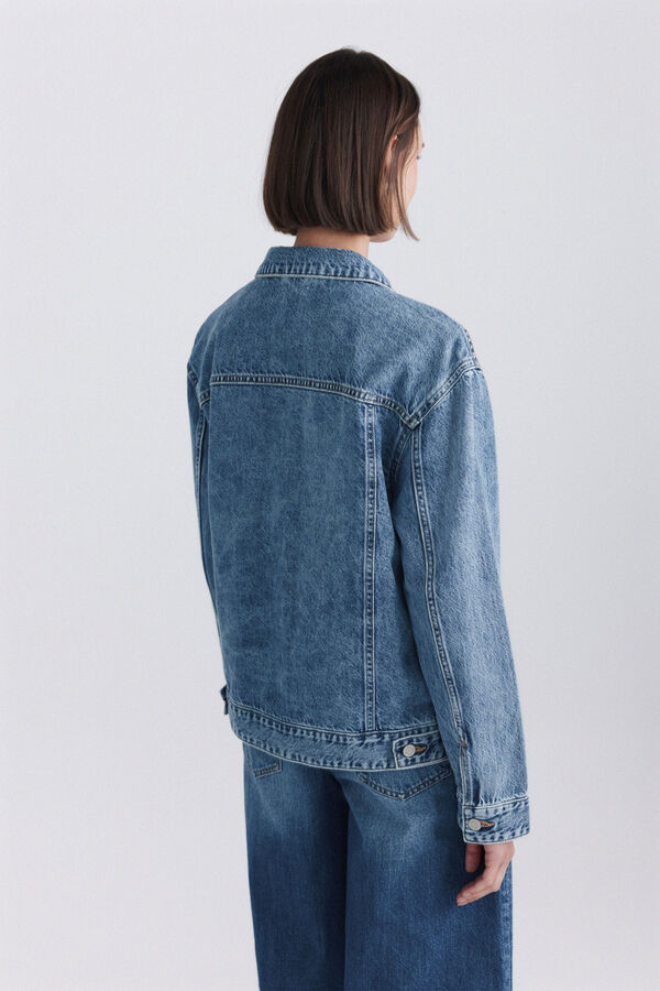 Springfield Blouson en denim oversize bleu