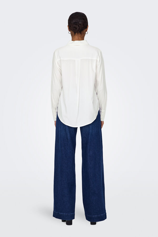 Only Flowy long sleeve sleeved shirt white