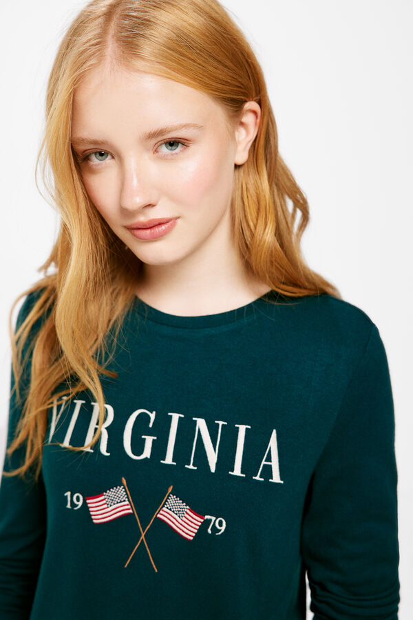 Springfield "Virginia" two-material T-shirt staklo-zelena