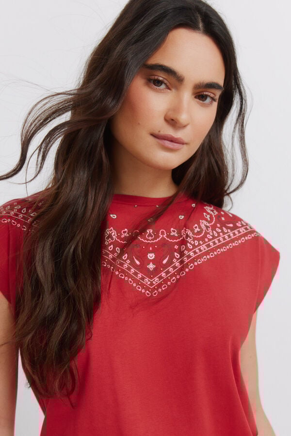 Springfield Bandana cotton T-shirt red