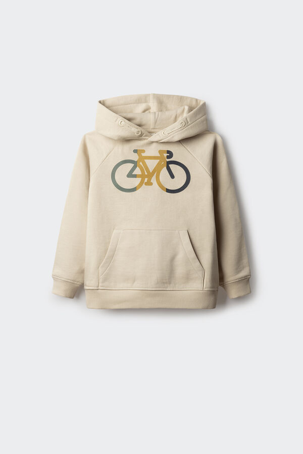 Springfield Sudadera capucha bici niño estampado fondo blanco