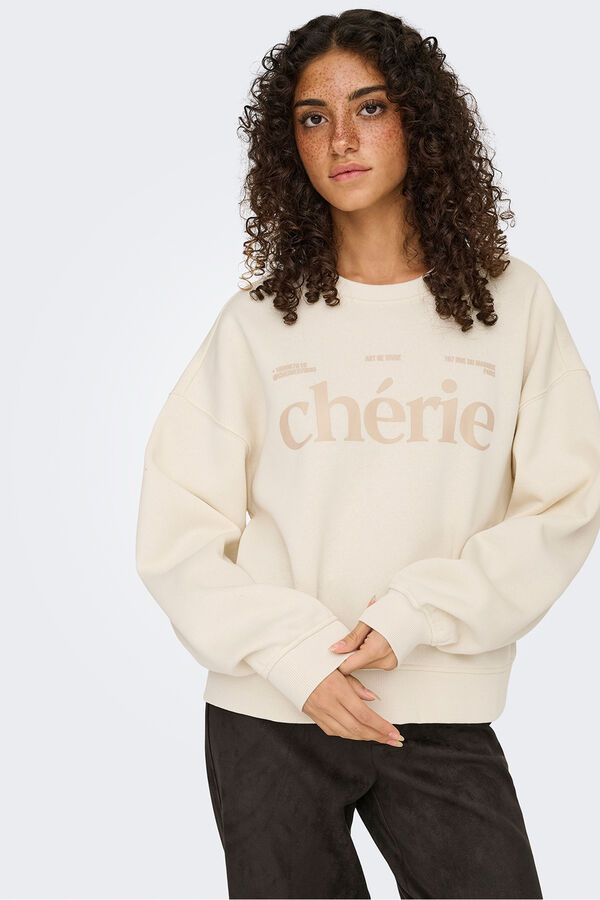 Only Sudadera detalle texto beige