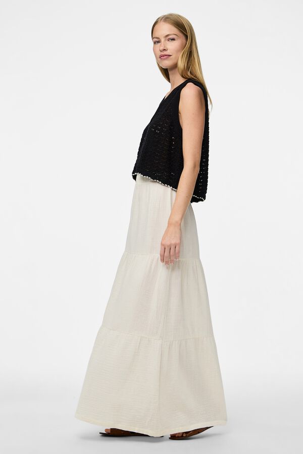 Pieces Cotton long skirt white
