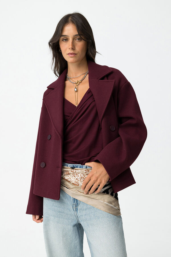 Tiffosi Relaxed Coat with Double Cross Bordo