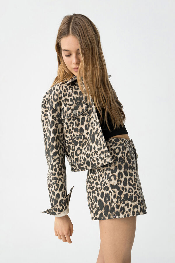 Tiffosi Young Leopard print denim skirt-pants Crna
