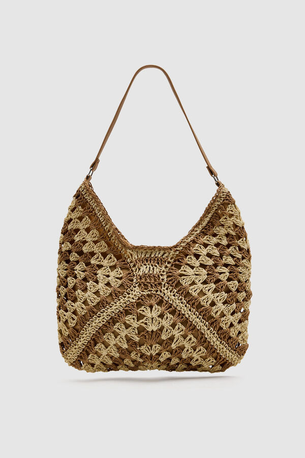 Inside Rafia shoulder bag nude
