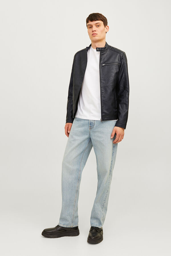 Jack & Jones Cazadora biker efecto piel negro