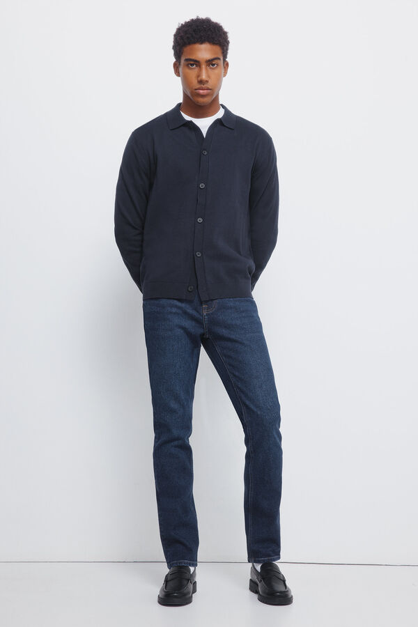 Springfield Polo shirt neck buttons cardigan blue