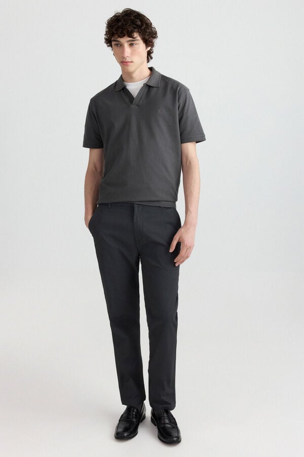 Springfield Micro-print slim fit chinos grey
