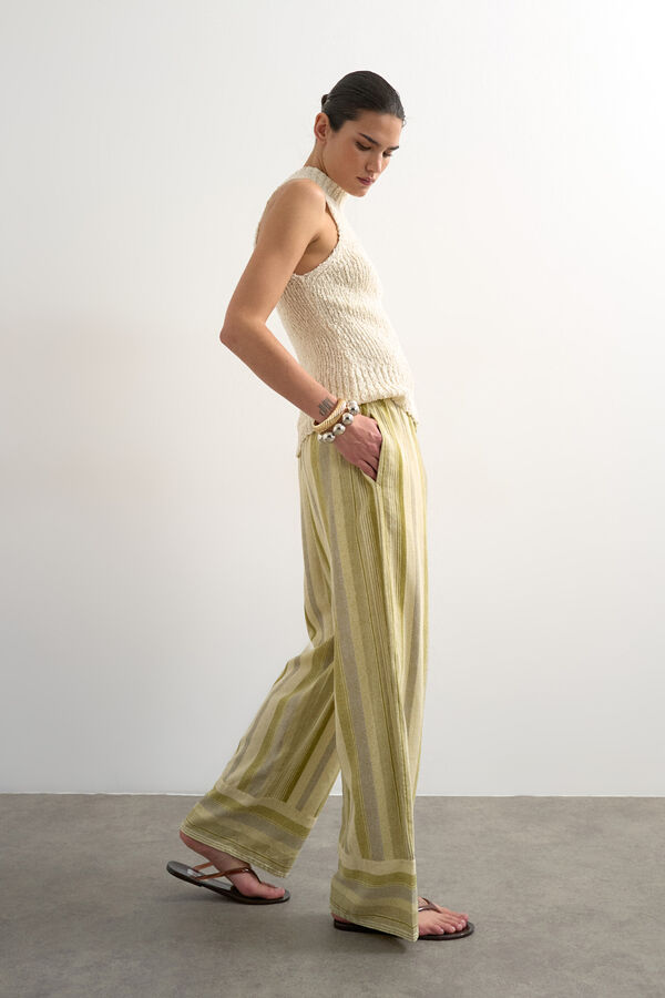 Topshop Pantal&oacute;n estampado de cord&oacute;n verde